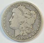 Ultra rare 1893-CC Morgan Silver Dollar. Nice circ