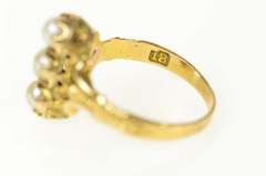 18K Yellow Gold Ornate Victorian Pearl Filigree Engagement Ring