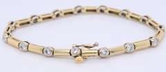 Fabulous Yellow Gold Round Cut Diamond Tennis Bracelet