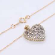 Dainty 10KT Cross-Hatch Baguette Diamond Heart Pendant on Chain