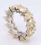 Pear Shaped Yellow Cubic Zirconia Sterling Silver Ring