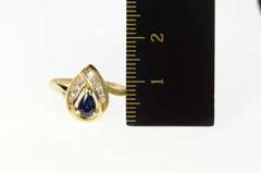 14K Yellow Gold Pear Sapphire Diamond Accent Cluster Ring