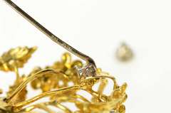 18K Yellow Gold Turquoise Enamel Flower Bouquet Basket Pin/Brooch