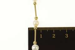 14K Yellow Gold 5.0mm Pearl Bar Link Classic Statement Necklace