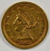 Rare 1843-O (LARGE DATE) $2.50 Liberty Gold Piece in AU