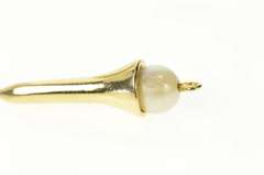 14K Yellow Gold Pearl Accented Golf Tee Golfer 3D Charm/Pendant