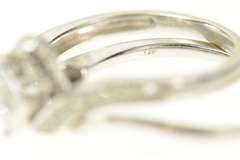 14K White Gold 0.72 Ctw Princess Diamond Engagement Set Ring