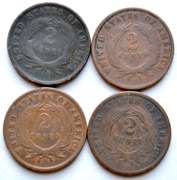1864 1865 & 2 1868 Two Cent Pieces