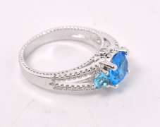 Blue Crystal Ring in Sterling Silver