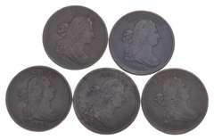 Lot (5) 1804 Draped Bust Half Cents
