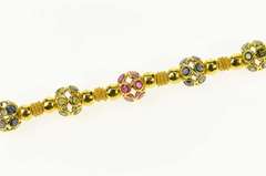 18K Yellow Gold Ruby Peridot Sapphire Encrusted Ornate Bracelet