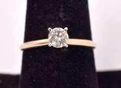 Brilliant 0.48CTS Solitaire Diamond Ring in 14K Yellow Gold