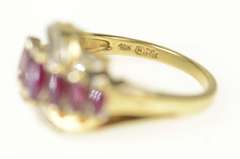 10K Yellow Gold Marquise Ruby Diamond Ornate Statement Ring