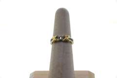 14k White and Yellow Gold Knot Channel Set Diamond Ring