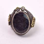Sensational Vintage 7.4CTS Sapphire and CZ Ring in Sterling Silver
