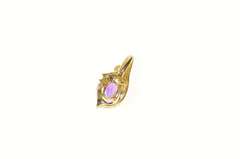 10K Yellow Gold Oval Amethyst Diamond Accent Classic Pendant