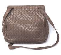 Bottega Veneta Clutch Intrecciato Woven Taupe Leather Purse