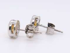 Stunning White Gold Bezel Yellow Cubic Ziconia Stud Earrings
