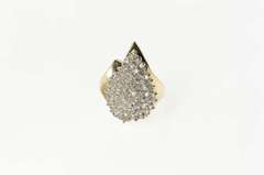 10K Yellow Gold Pear Diamond Cluster Statement Bypass Ring