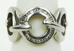 Impressive Sterling Ring with Clear Stones, 6.5
