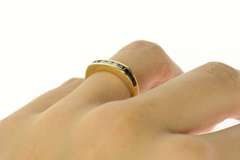 14K Yellow Gold Diamond Princess Sapphire Squared Band Ring