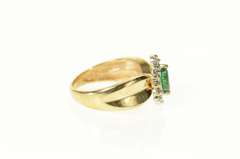 14K Yellow Gold Retro Classic Marquise Syn. Emerald Diamond Ring