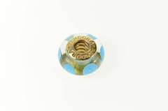 14K Yellow Gold Pandora Murano Blue Glass Swirl Designer Charm/Pendant