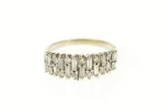 18K White Gold 0.90 Ctw Retro Cluster Diamond Wedding Band Ring