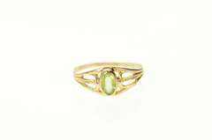 10K Yellow Gold Ornate Retro Oval Peridot Child's Baby Midi Ring