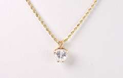 Lovely Heart Crystal Pendant Necklace in 14K Yellow Gold
