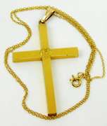 Beautiful Vintage Large Engraved Gold Filled Cross & Chain
