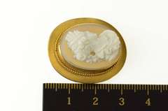 14K Yellow Gold Victorian Carved Agate Lady Cameo Pin/Brooch