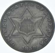 1858 Silver Three-Cent Piece