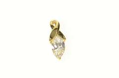 14K Yellow Gold Marquise Cubic Zirconia Solitaire Twist Pendant