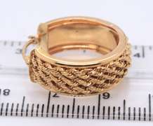 Handsome Yellow Gold Triple Row Rope Earrings