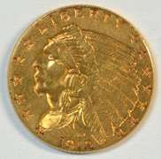 Scarcer sharp 1912 US $2.50 Indian Gold Piece