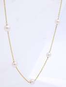 Elegant 5.5mm Pearl Station Yellow Gold Necklace
