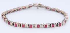 Sparkling Ruby and Diamond White Gold Bracelet