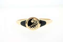 BRAND NEW! Handmade Italian 14k Gold and Onyx Panther Bangle Bracelet rimmed with Cubic Zirconias