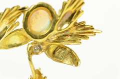 18K Yellow Gold Opal Diamond Retro Leaf Cluster Statement Pendant/Pin