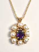 Feminine Amethyst & Pearl Pendant