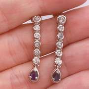 14kt Gold, Blue Sapphire & Diamond Earrings