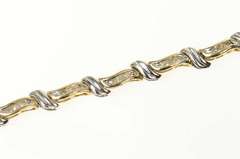 10K Yellow Gold 0.67 Ctw Two Tone Diamond Wavy Tennis Bracelet