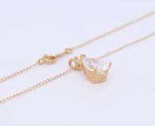 Dazzling Yellow Gold Pear Shaped CZ Solitaire Necklace