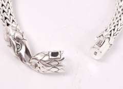 Ornate French Made Eagle Head Bracelet in Sterling Silver