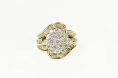 14K Yellow Gold 4.09 Ctw Round Diamond Cluster Bypass Ring