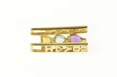 10K Yellow Gold Tiered Heart Amethyst Blue Topaz Citrine Pendant