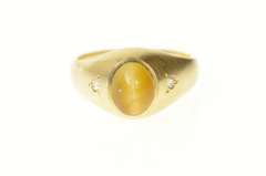 14K Yellow Gold Retro Ornate Tiger's Eye Men's Statement Ring
