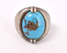 Blue Turquoise Ring in Sterling Silver