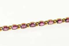 14K Yellow Gold Oval Rhodolite Garnet Classic Statement Bracelet